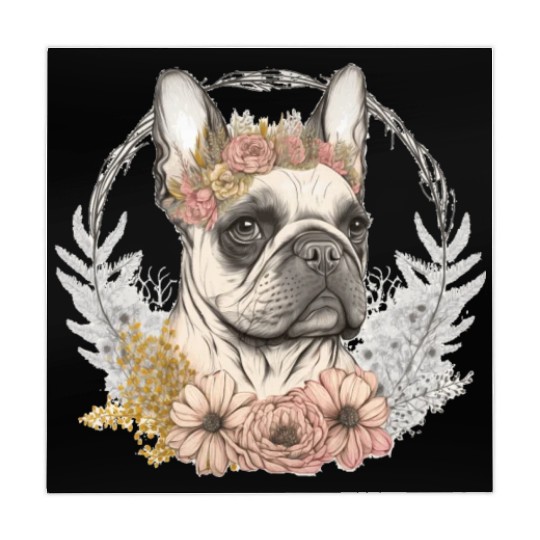 Cute French Bulldog Frenchie Flower Crown Pet Dog Mahjong Mats