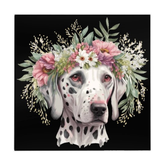 Cute Dalmatian Flower Crown Pet Dog Breed Puppy Mahjong Mats