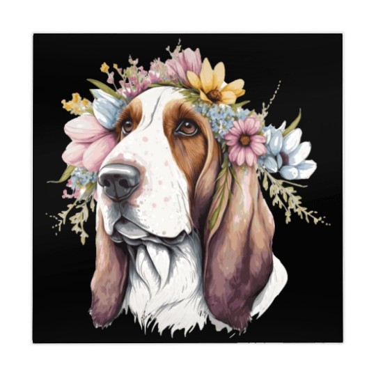 Cute Basset Hound Flower Crown Pet Dog Breed Flora Mahjong Mats