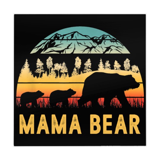 Mama Bear with 2 Cubs Retro Mountains Mother's day Mahjong Mats