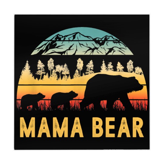 Mama Bear with 2 Cubs Retro Mountains Mother's day Mahjong Mats