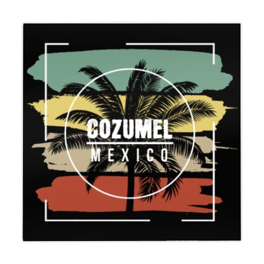 Cozumel Mexico Artistic Palm Tree Retro Mahjong Mats
