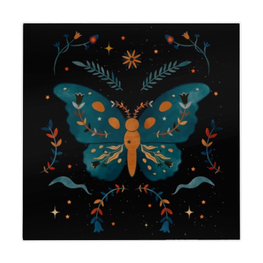 Butterfly Between Flowers Green & Orange design Mahjong Mats