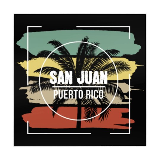 San Juan Puerto Rico Artistic Palm Tree Retro Mahjong Mats