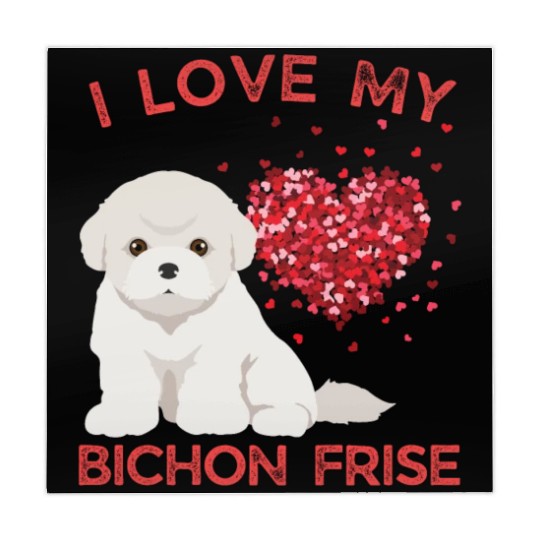 I love my Bichon Frise Cute valentines puppy dog Mahjong Mats
