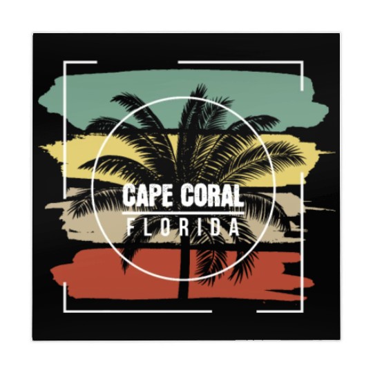 Cape Coral Florida Artistic Palm Tree Retro Mahjong Mats