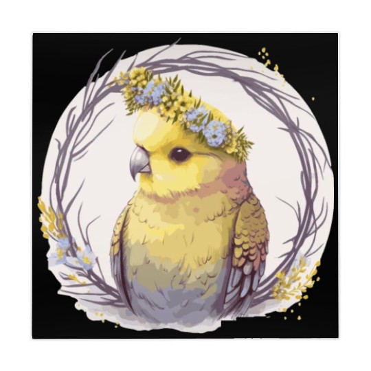 Cute Yellow Budgie Parakeet Bird Flower Crown Pet Mahjong Mats