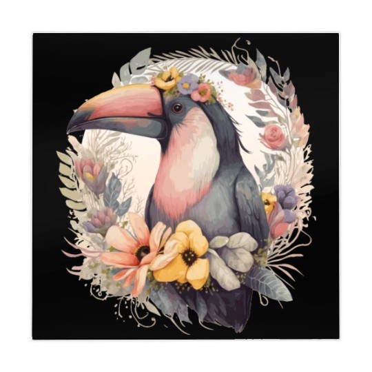 Artistic Toucan Tropical Bird Flower Crown Pet Bir Mahjong Mats