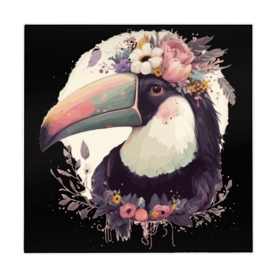 Watercolor Toucan Tropical Bird Flower Crown Jungl Mahjong Mats