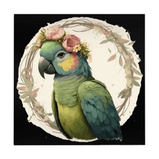 Watercolor Parrot Hahn's Macaw Bird Flower Crown P Mahjong Mats
