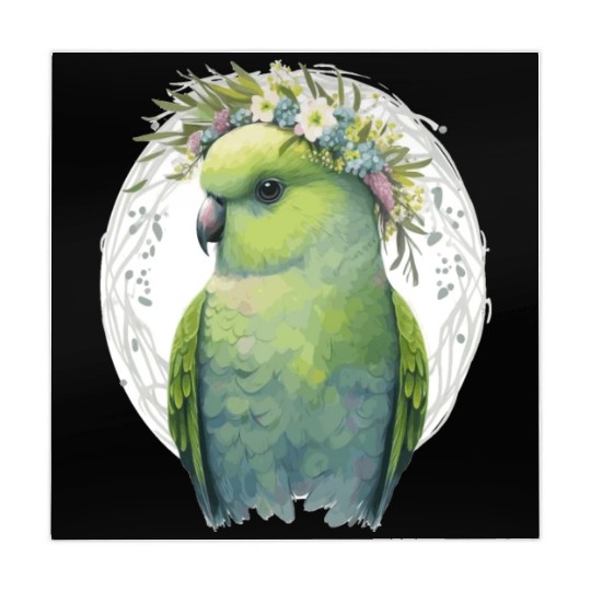 Cute Green Budgie Parakeet Bird Flower Crown Pet B Mahjong Mats