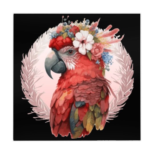 Red Scarlet Macaw Flower Crown Parrot Watercolor B Mahjong Mats