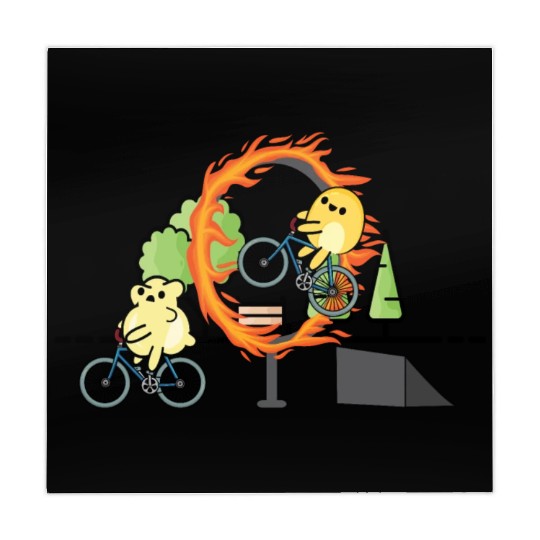 Cute popcorn doing stunts with bicycle Mahjong Mats