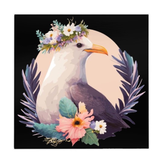 Cute Seagull Bird Flower Crown Floral Birds Mahjong Mats