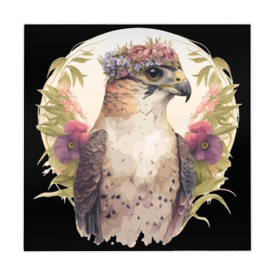 Watercolor Falcon Birds Of Prey Flower Crown Flora Mahjong Mats