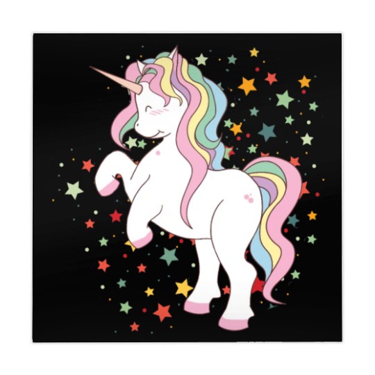 Cute Rearing Rainbow Unicorn Falling Stars Mahjong Mats