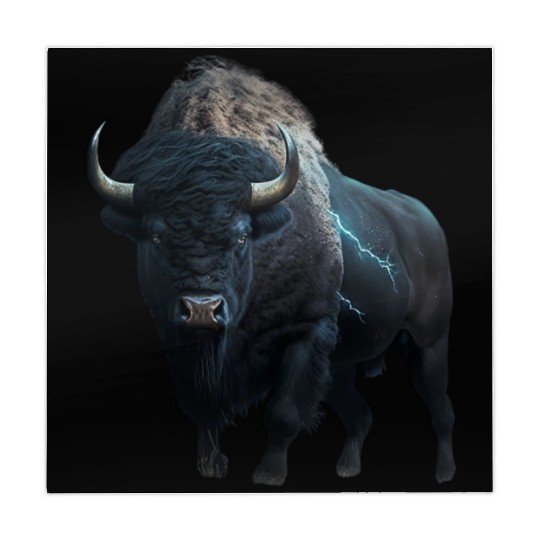 Majestic bison black with lightning bolts buffalo Mahjong Mats