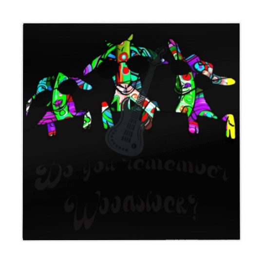 Hippie Goats playing guitar remembering Woodstock Mahjong Mats