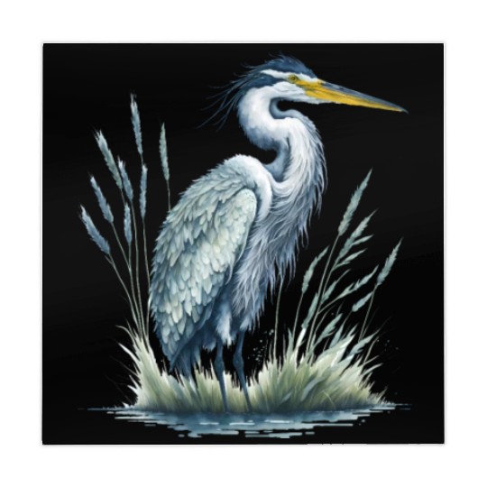 Watercolor Heron in Nature Mahjong Mats