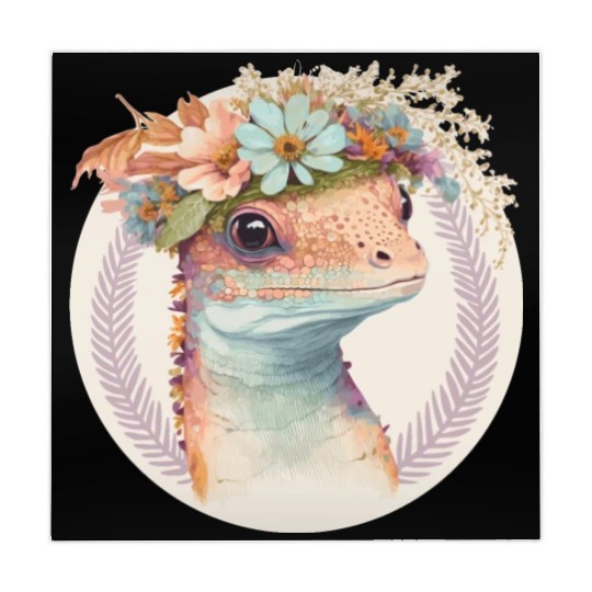 Cute Watercolor Gecko Reptile Flower Crown Boho Ae Mahjong Mats