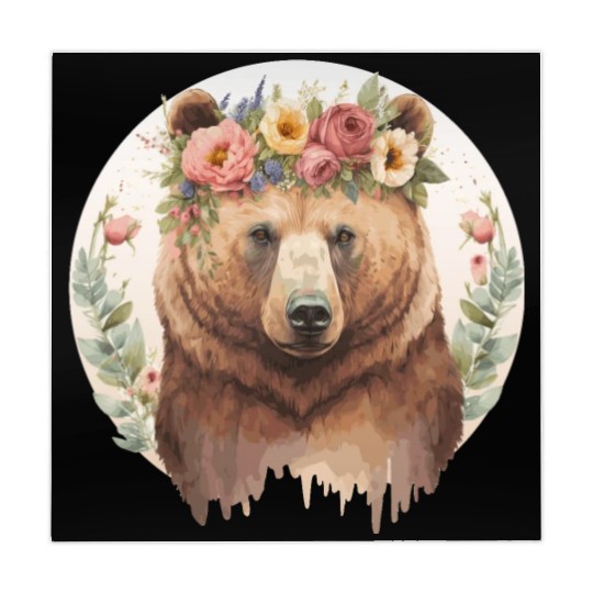 Cute Brown Bear Grizzly Flower Crown Animal Lovers Mahjong Mats