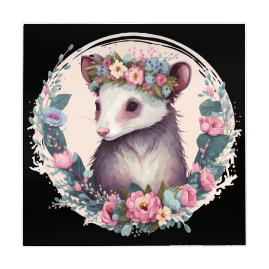 Cute Possum Flower Crown Floral Watercolor Mahjong Mats