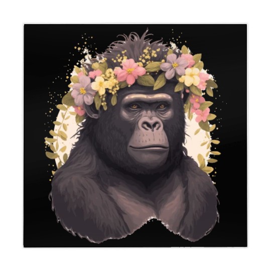 Watercolor Gorilla Flower Crown Africa Safari Anim Mahjong Mats