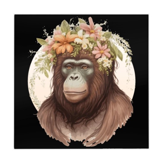 Cute Watercolor Orangutan Flower Crown Floral Mahjong Mats