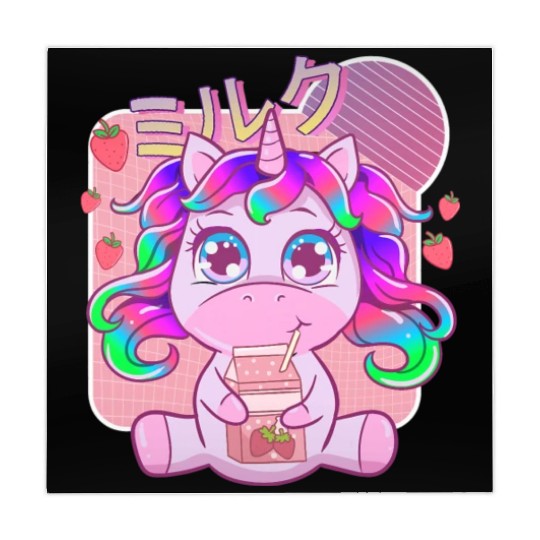 Funny Kawaii Unicorn Strawberry Milk Shake Mahjong Mats
