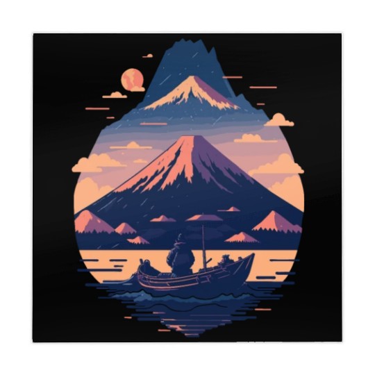 Serene Mount Fuji Sunset Peaceful River Scenery Mahjong Mats