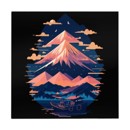 Serene Mount Fuji Sunset Peaceful River Scenery Mahjong Mats