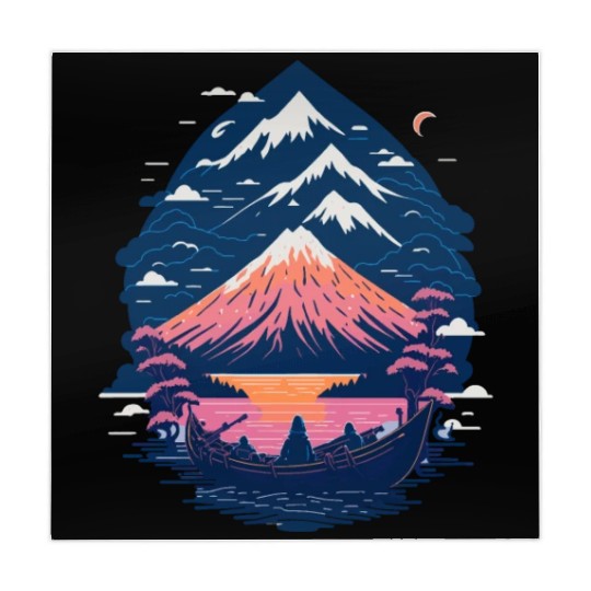 Serene Mount Fuji Sunset Peaceful River Scenery Mahjong Mats