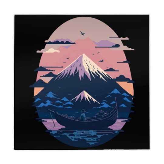 Serene Mount Fuji Sunset Peaceful River Scenery Mahjong Mats