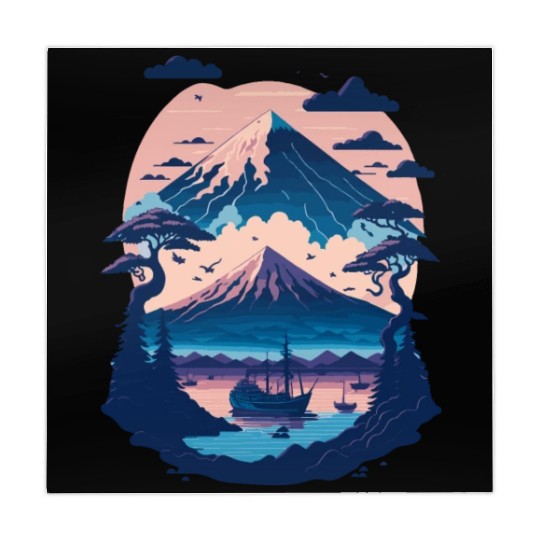 Serene Mount Fuji Sunset Peaceful River Scenery Mahjong Mats