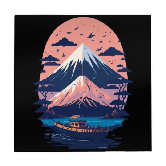Serene Mount Fuji Sunset Peaceful River Scenery Mahjong Mats
