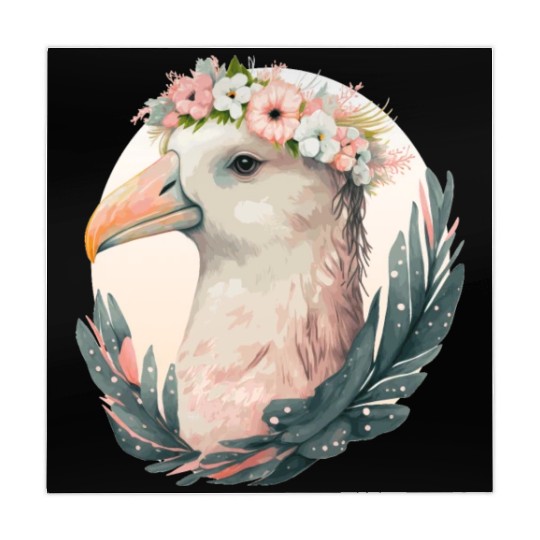 Cute Albatross Bird Flower Crown Floral Tropical B Mahjong Mats