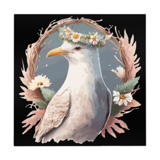 Seagull Bird Flower Crown Floral Seabirds Mahjong Mats