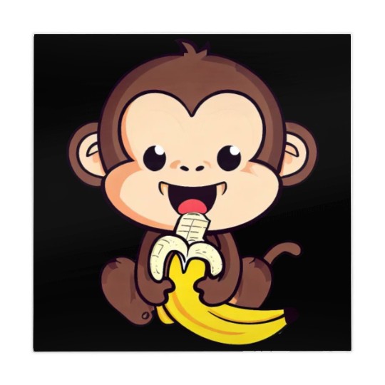 cute monkey eats a banana Mahjong Mats