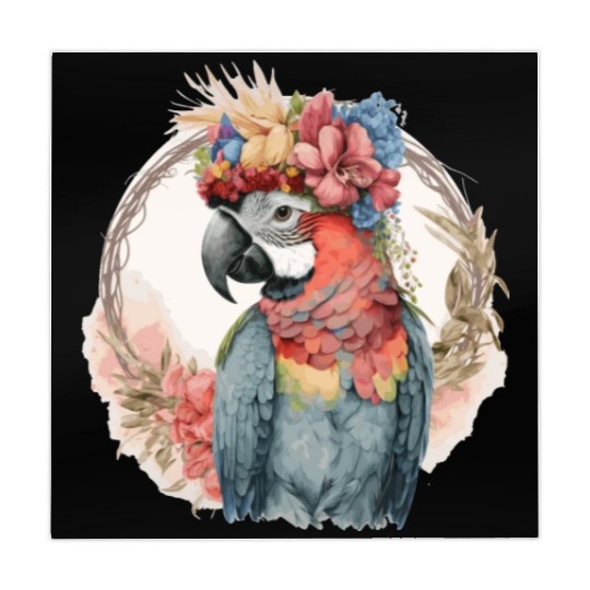 Colorful Parrot Watercolor Macaw Bird Flower Crown Mahjong Mats