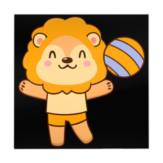 Lion playing volleyball Mahjong Mats