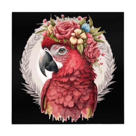 Scarlet Macaw Parrot Watercolor Bird Flower Crown Mahjong Mats
