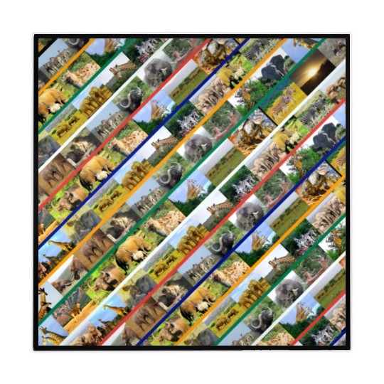 Wildlife Stripe Multi Color Collage Mahjong Mats