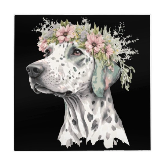 Cute Dalmatian Flower Crown Pet Dog Breed Floral P Mahjong Mats