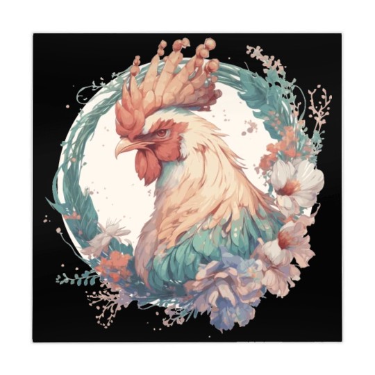 Watercolor Flower Chicken Rooster Chinese Zodiac A Mahjong Mats