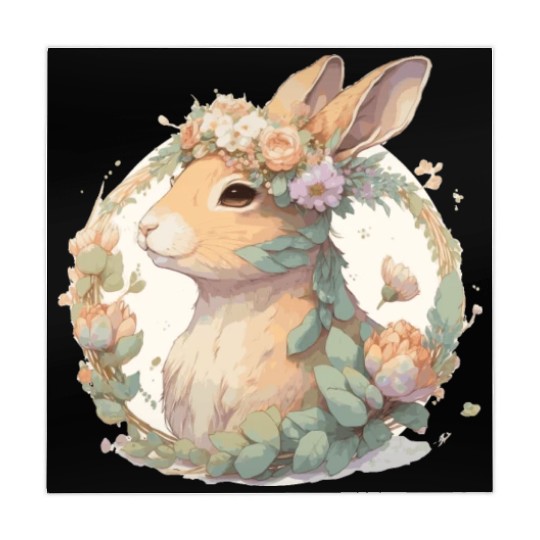 Cute Watercolor Flower Rabbit Chinese Zodiac Anima Mahjong Mats