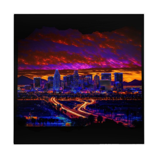 Phoenix Arizonna Skyline Neon Desert Nights Mahjong Mats