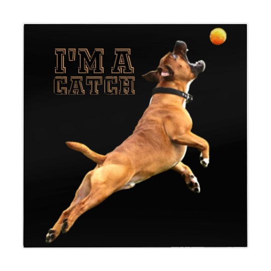 Big Dog Bull Mastiff Catching a Ball, I'm a Catch Mahjong Mats