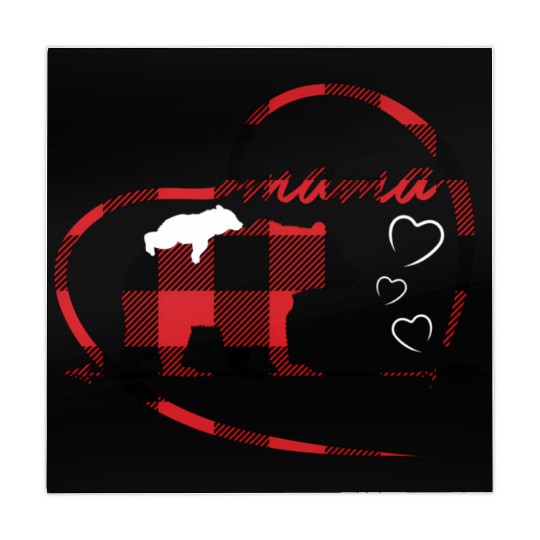 Red Buffalo Plaid Mama Bear 1 Cub Heart For Mom Mahjong Mats