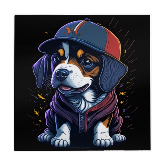 Cute Border Collie Puppy Wearing Baseball Hat Mahjong Mats