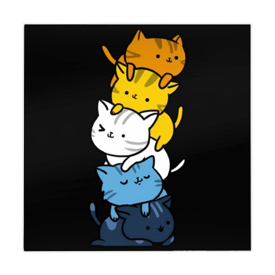 Kawaii Cat Pile Aroace Pride Flag Mahjong Mats